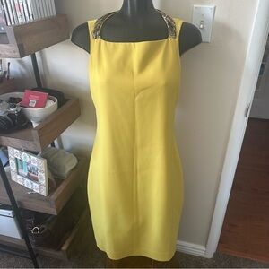 Tahari Yellow Sleeveless Sheath Dress